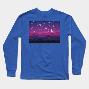 Wyoming mountains at night Long Sleeve T-Shirt